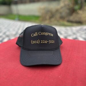 Black Trucker Hat with Gold Embroidery